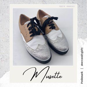 Rare Musette.ro Silver Oxfords Wingtips NWOT